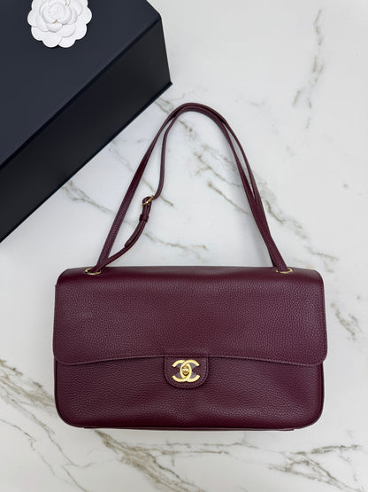 CHANEL 26S Maxi Flap Bag Small 酒紅色金扣 Burgundy GHW
