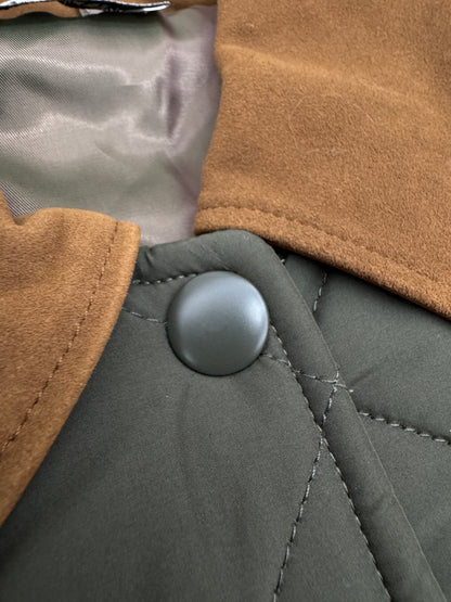 MIU MIU 麂皮領夾棉短外套 軍綠藍