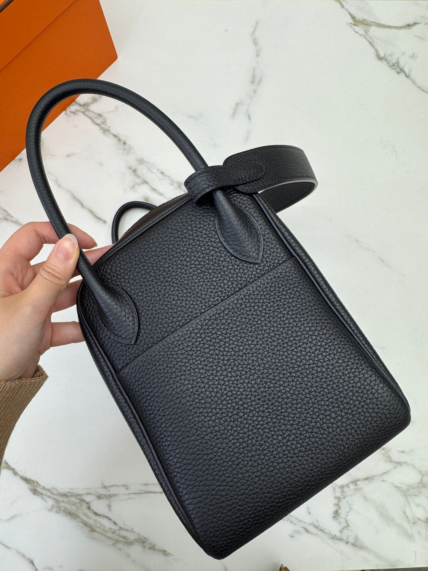 HERMES Lindy30 黑銀 TC Noir PHW