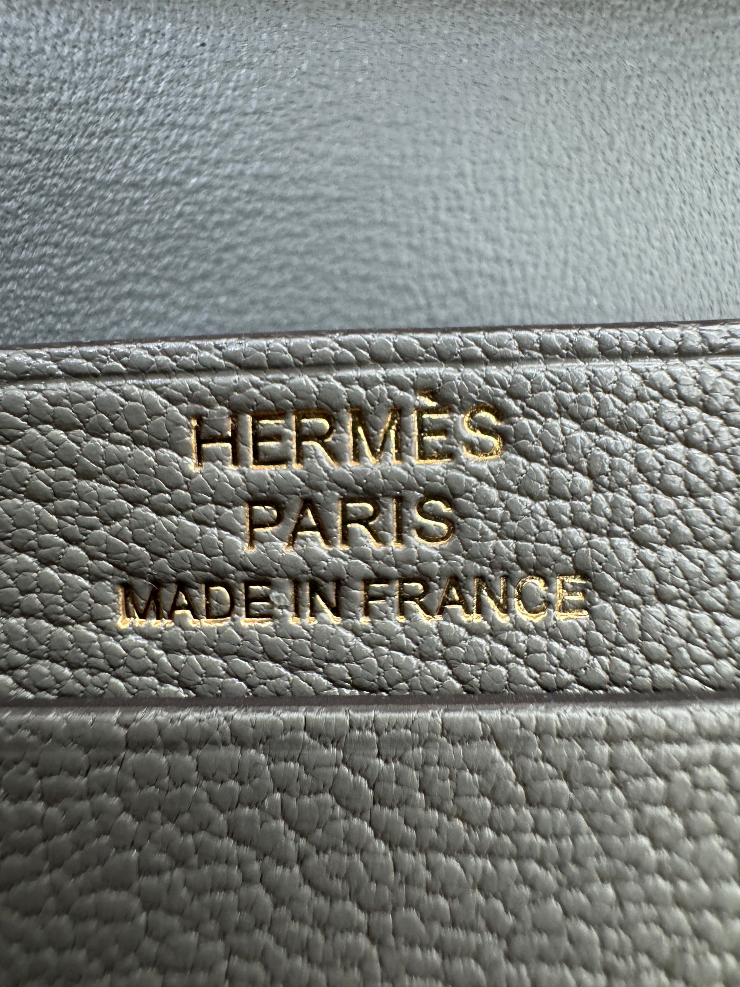 HERMES Bearn Mini Wallet 積雨雲灰山羊皮 金扣 Gris Meyer GHW