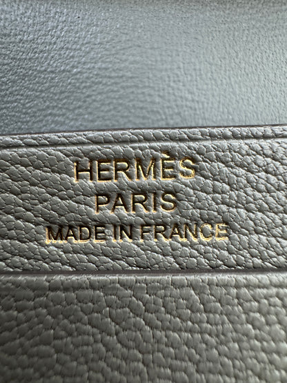 HERMES Bearn Mini Wallet 積雨雲灰山羊皮 金扣 Gris Meyer GHW