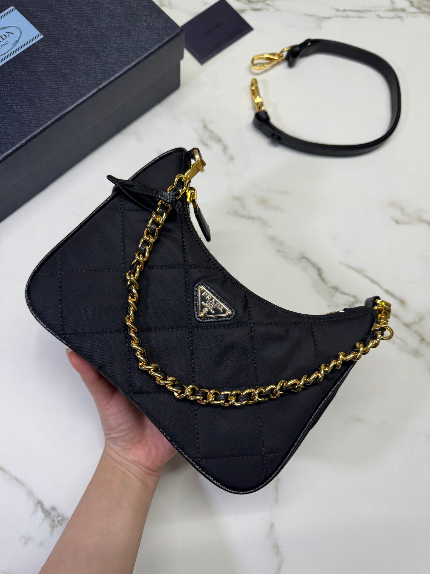 PRADA Re-Nylon 菱格紋Hobo