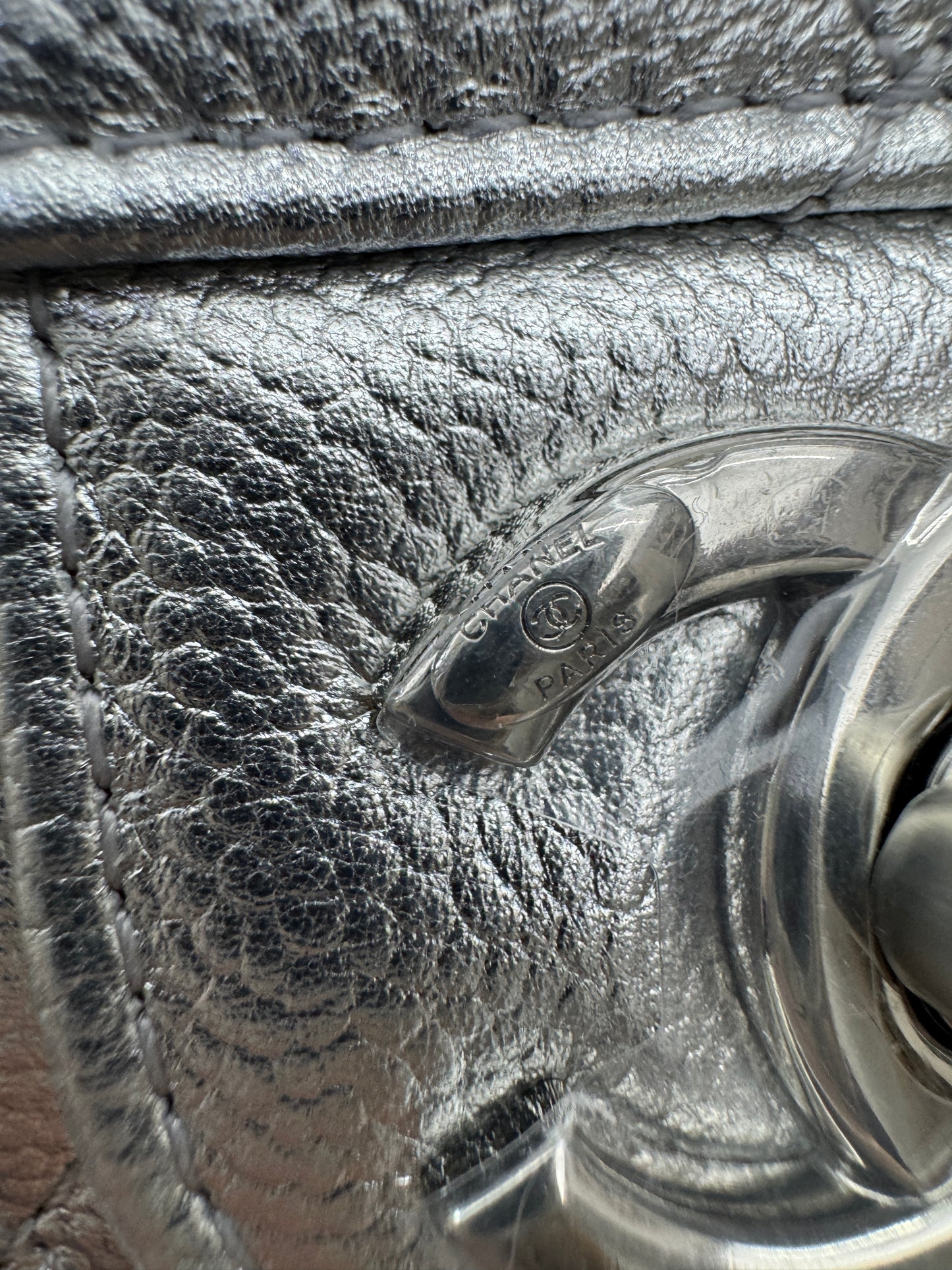 CHANEL 25B調節扣 銀色方胖子 Mini CF Square Caviar Calfskin