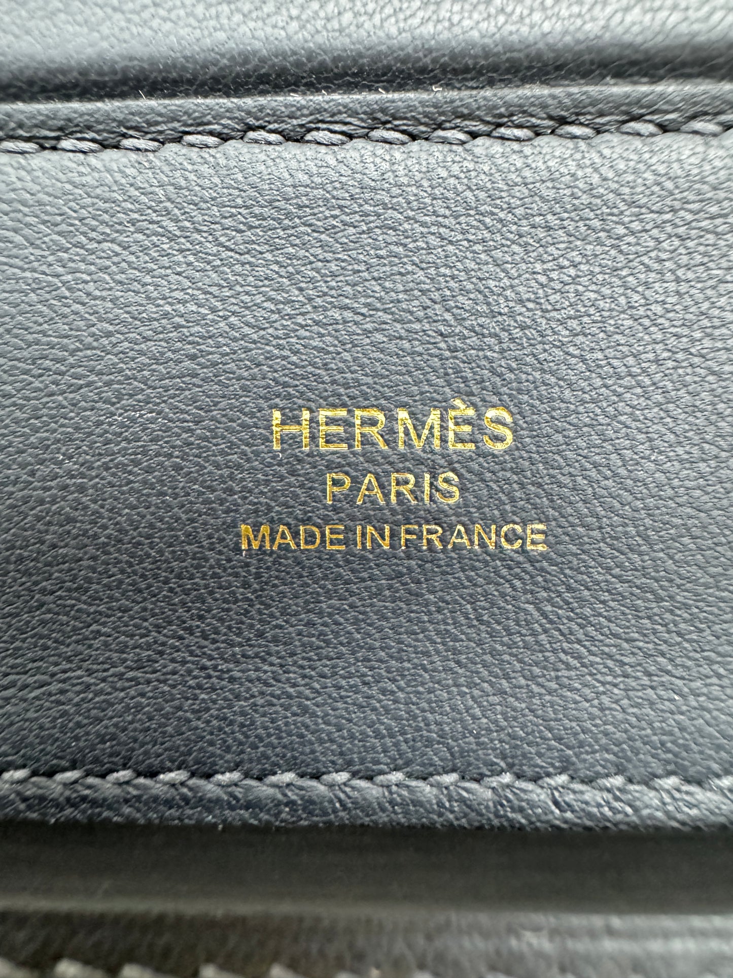 HERMES Mini 2424 午夜藍金扣 Evercolor 2Z Bleu Nuit GHW