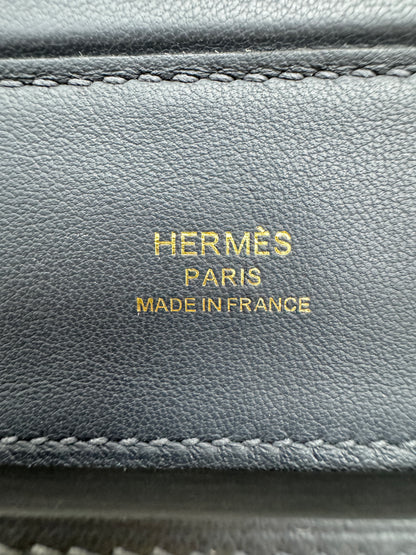 HERMES Mini 2424 午夜藍金扣 Evercolor 2Z Bleu Nuit GHW