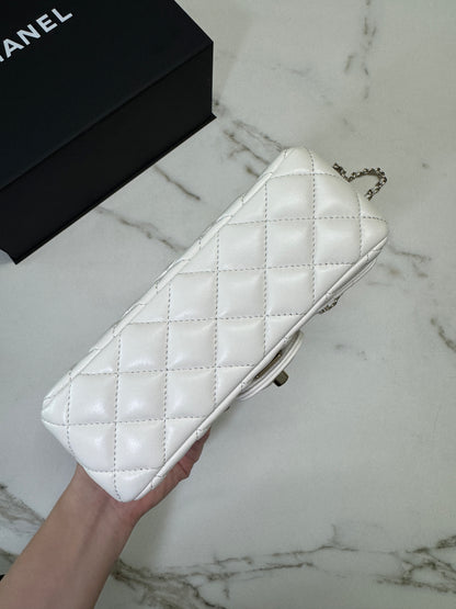 CHANEL 23A水鑽手柄 Mini CF Handle 白色