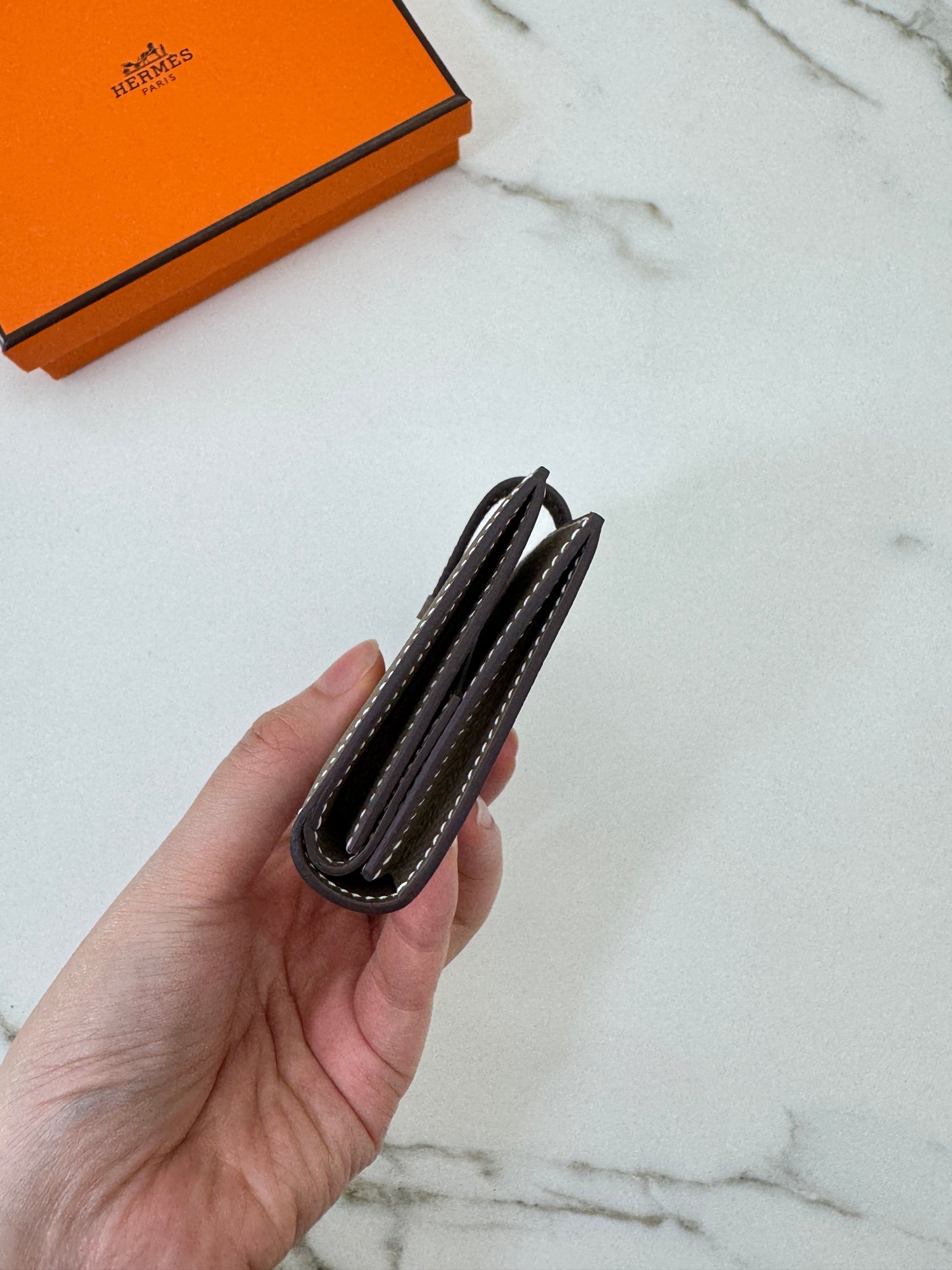 HERMES Bearn Mini Wallet 散紙位 大象灰銀扣 Epsom PHW