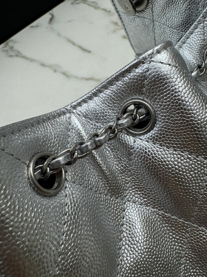 CHANEL Mini 25 Bag 銀色荔枝皮銀扣 Silver Caviar Calfskin PHW