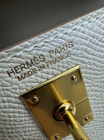 HERMES Mini Kelly II 奶昔白金扣 Epsom GHW
