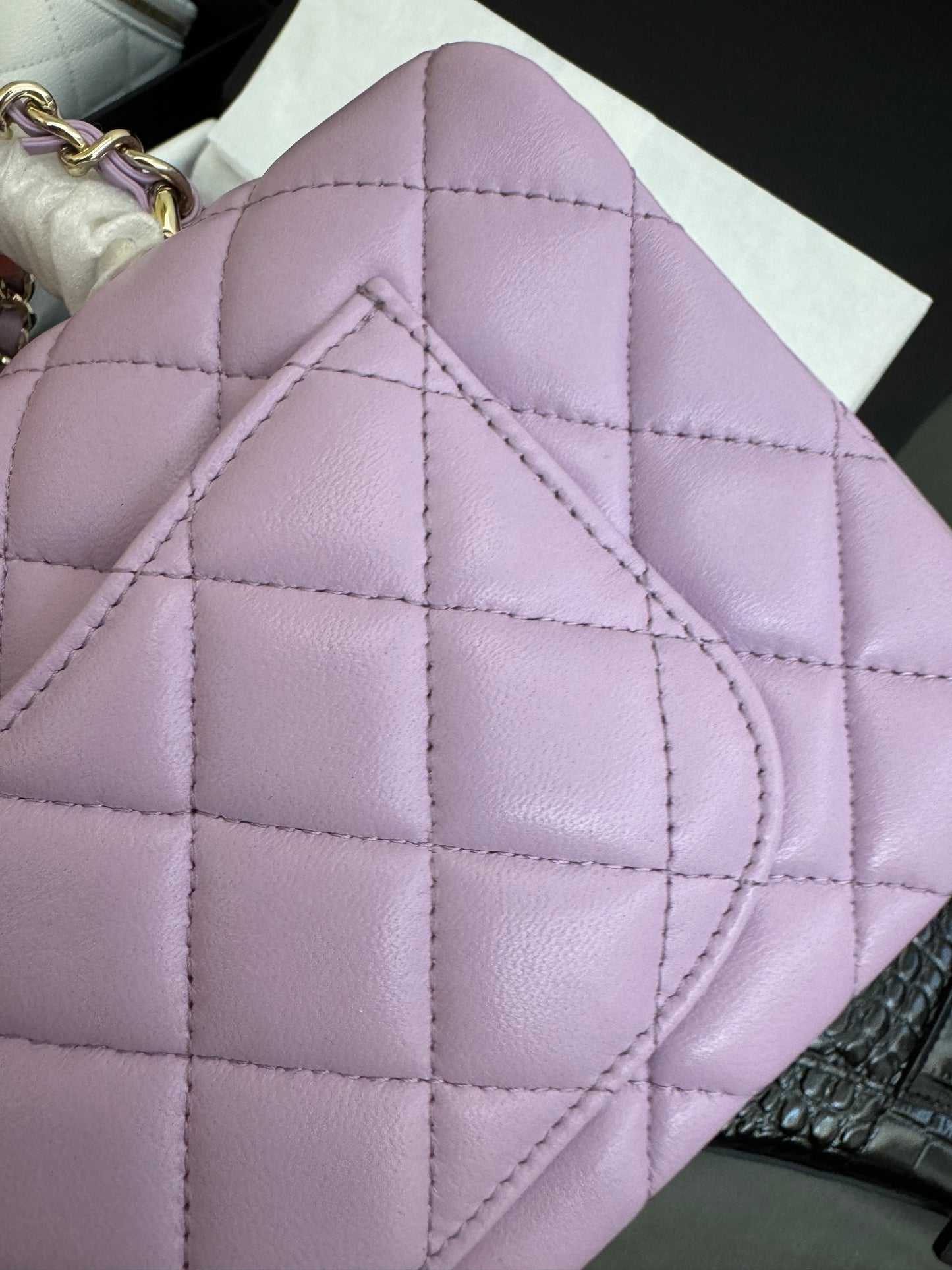 CHANEL mini cf with top handle 粉紫色 24P