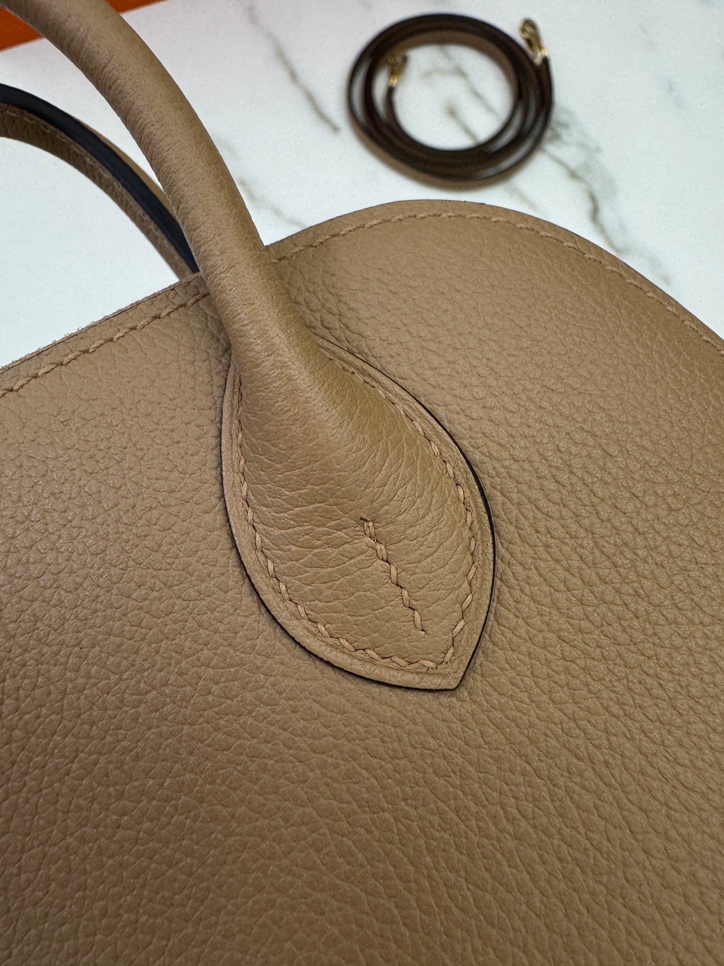 HERMES Mini Bolide 奶茶色金扣 Evercolor Chai GHW