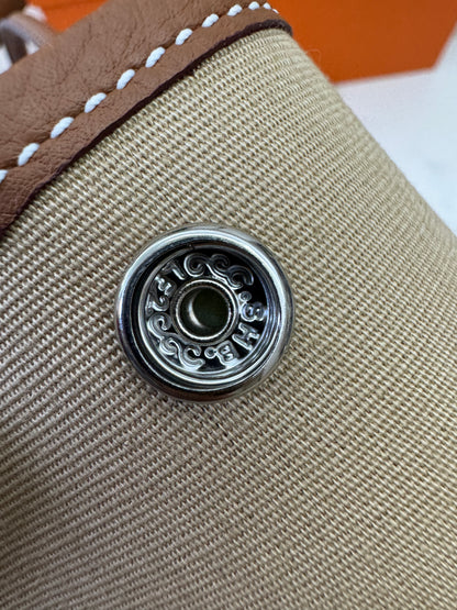 HERMES Garden Party 36 金棕拼風衣灰帆布 Negonda/ Canvas