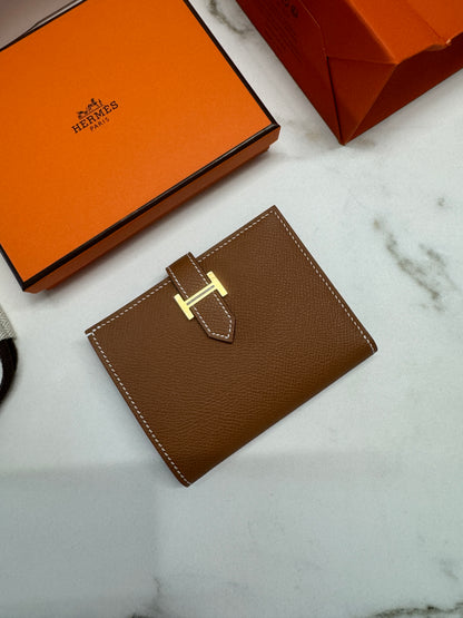 HERMES Bearn Compact Wallet 金棕色 金扣 Gold