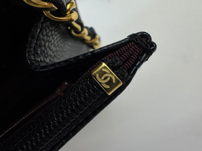 CHANEL Wallet On Chain 黑金牛 新版旋轉扣woc