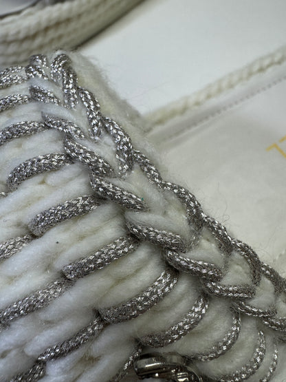 CHANEL 白銀色 厚底拖鞋