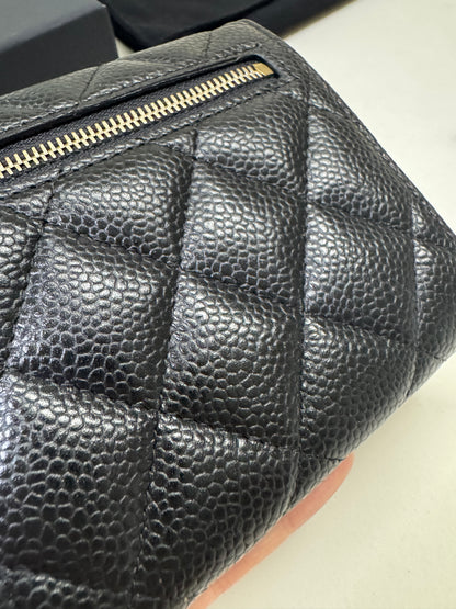 CHANEL CF三摺錢包 黑金牛