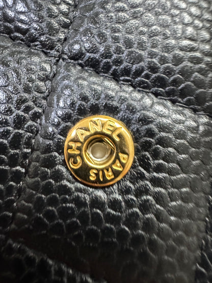 CHANEL CF三摺錢包 黑金牛