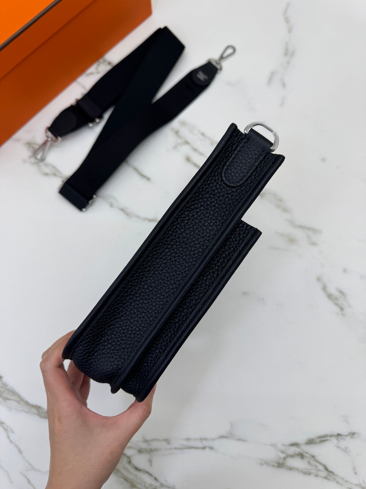 HERMES Evelyne23 黑銀 TC