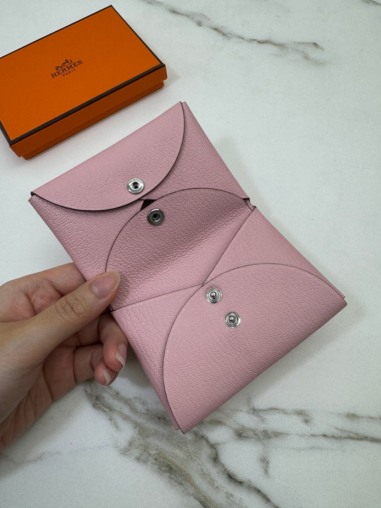 HERMES Calvi Duo 櫻花粉山羊皮 Rose Sakura