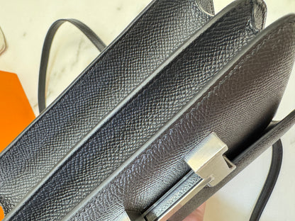 HERMES Mini Constance 新版 附鏡子 黑銀 Epsom PHW