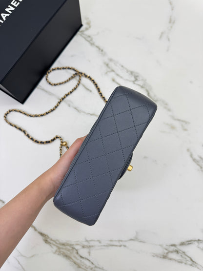 CHANEL 金球 Mini CF20 石墨灰 深灰羊皮