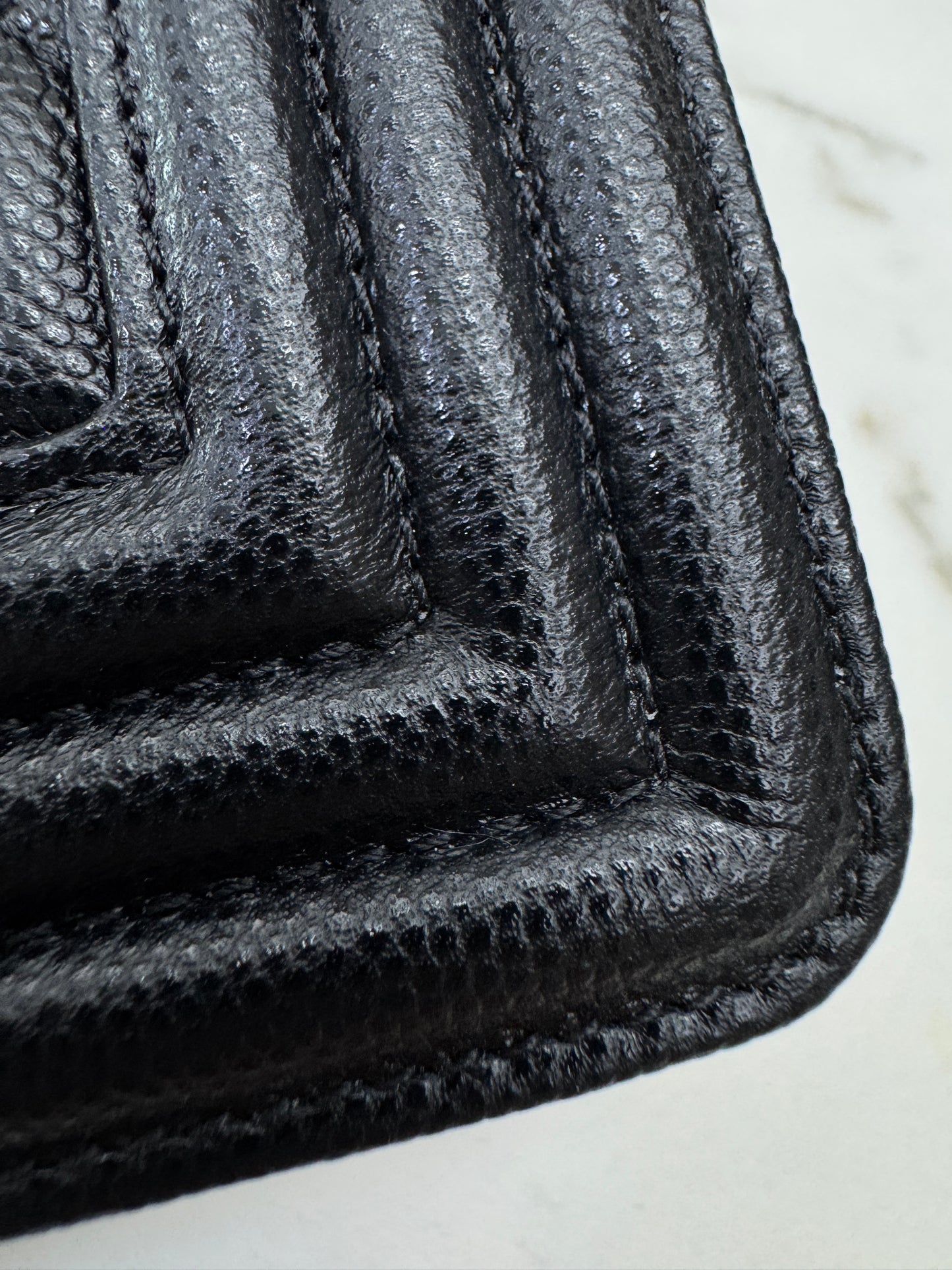 CHANEL Leboy 20cm 黑銀荔枝牛皮