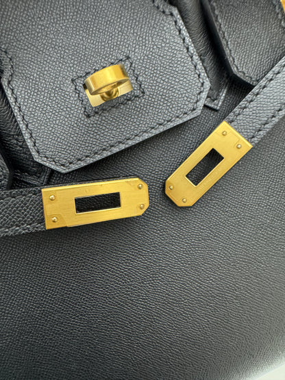 HERMES Birkin 25 黑色 Madame 拉絲金扣 89 Noir Sellier
