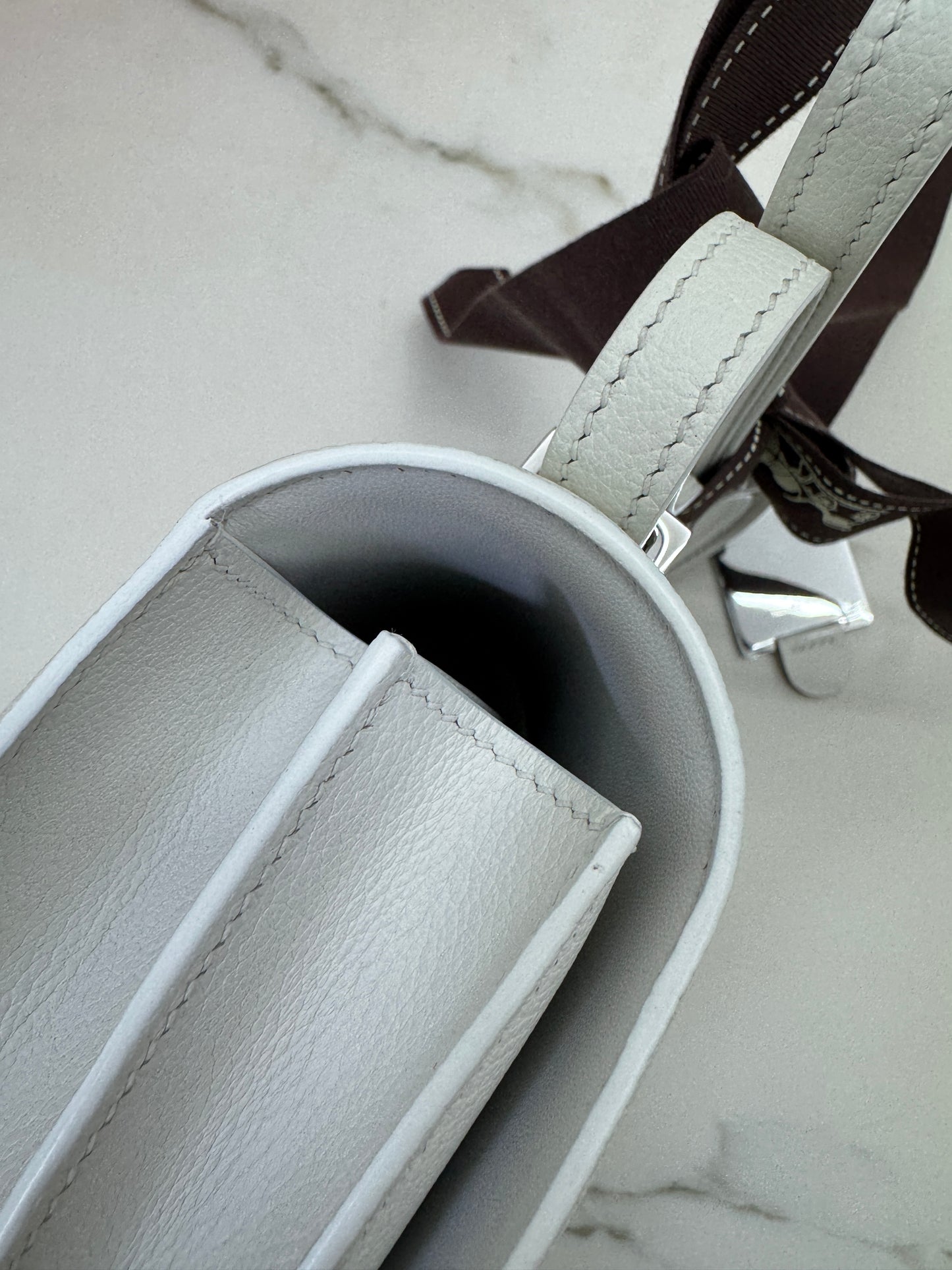 HERMES Mini Constance 新白色 銀扣 Evercolor 0U New White PHW