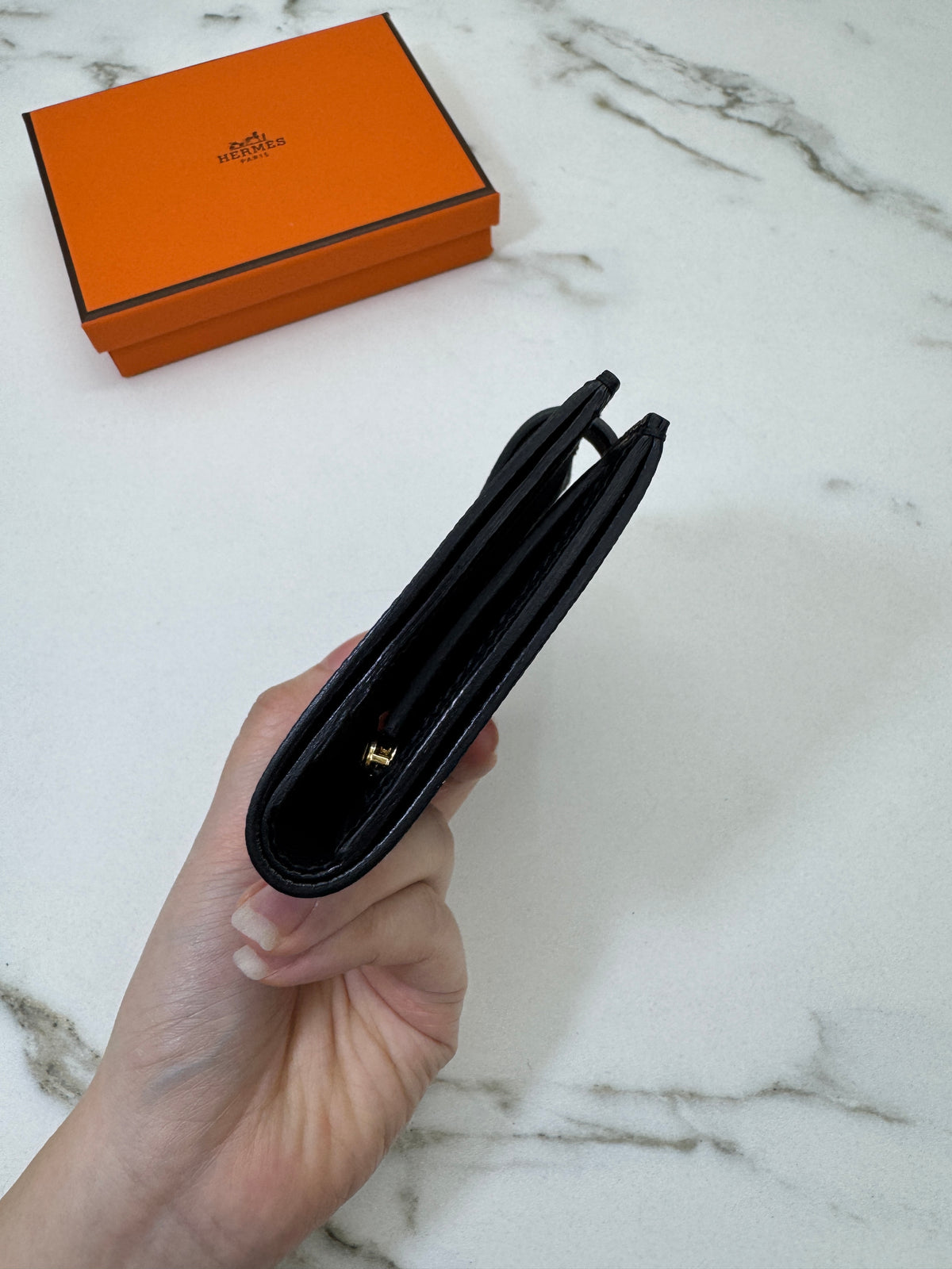 HERMES Bearn Compact Wallet 黑金 Epsom