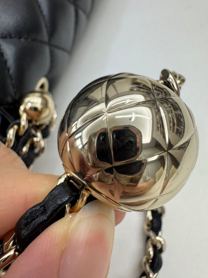 CHANEL 25K亮面淺金球 Mini CF20 Pearl Crush