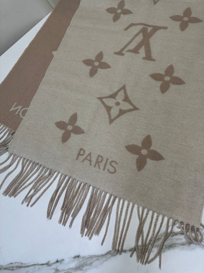 LV Reykjavik Scarf 100% Cashmere 淺奶茶色/米色 圍巾