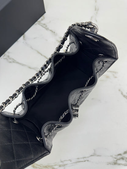 CHANEL 25Bag Small 黑銀小號 荔枝牛皮 Caviar Calfskin