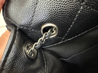 CHANEL 25Bag Small 黑銀小號 荔枝牛皮 Caviar Calfskin