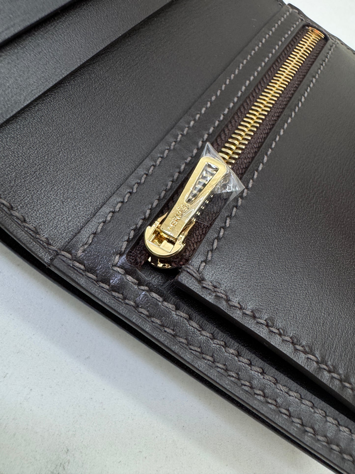 HERMES Bearn Compact Wallet 烏木色Box皮 Ebene GHW