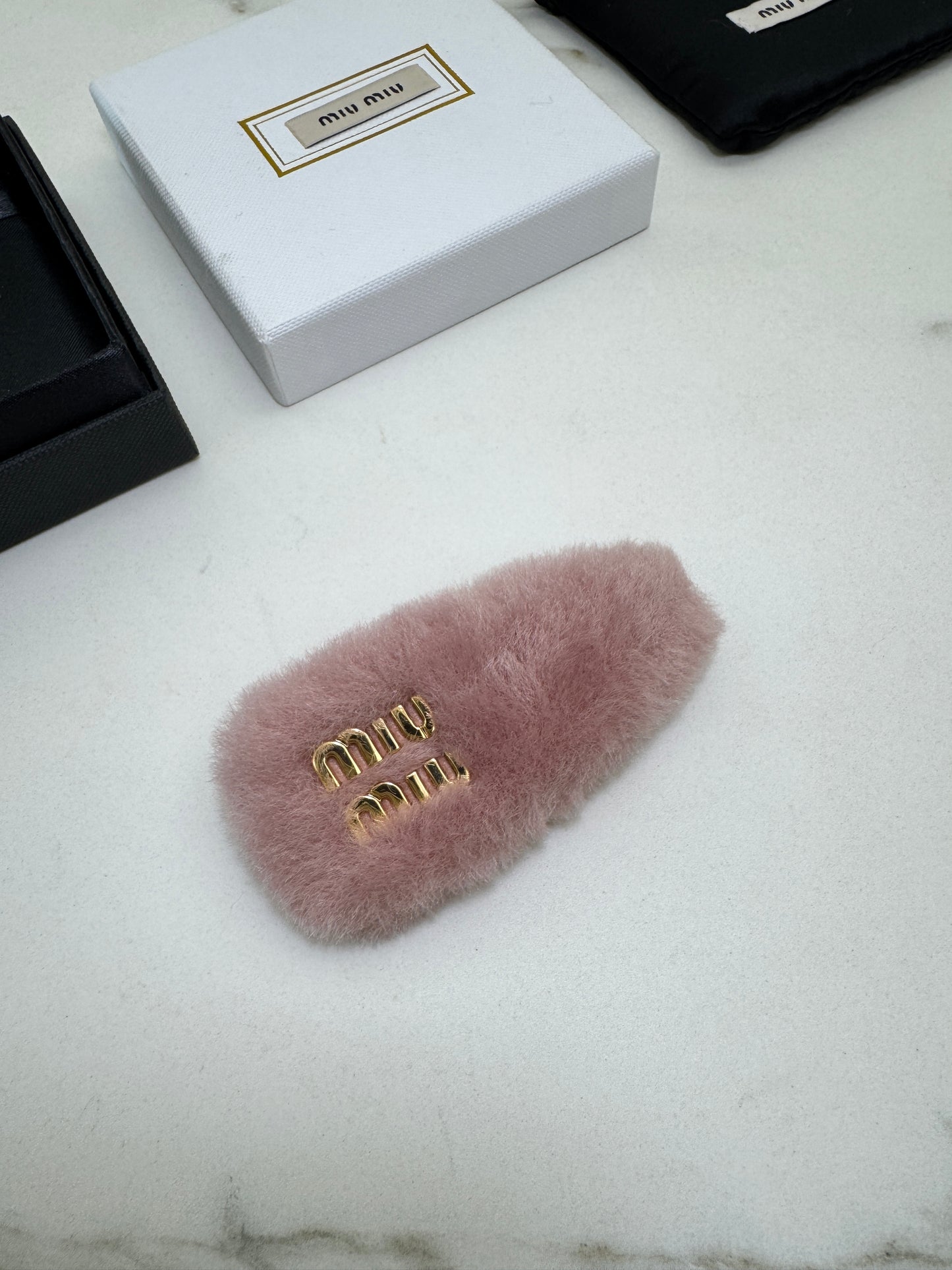 MIU MIU 水貂毛粉紅色髮夾