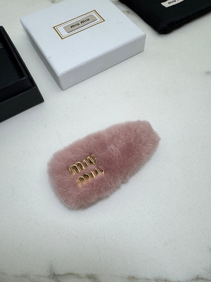 MIU MIU 水貂毛粉紅色髮夾