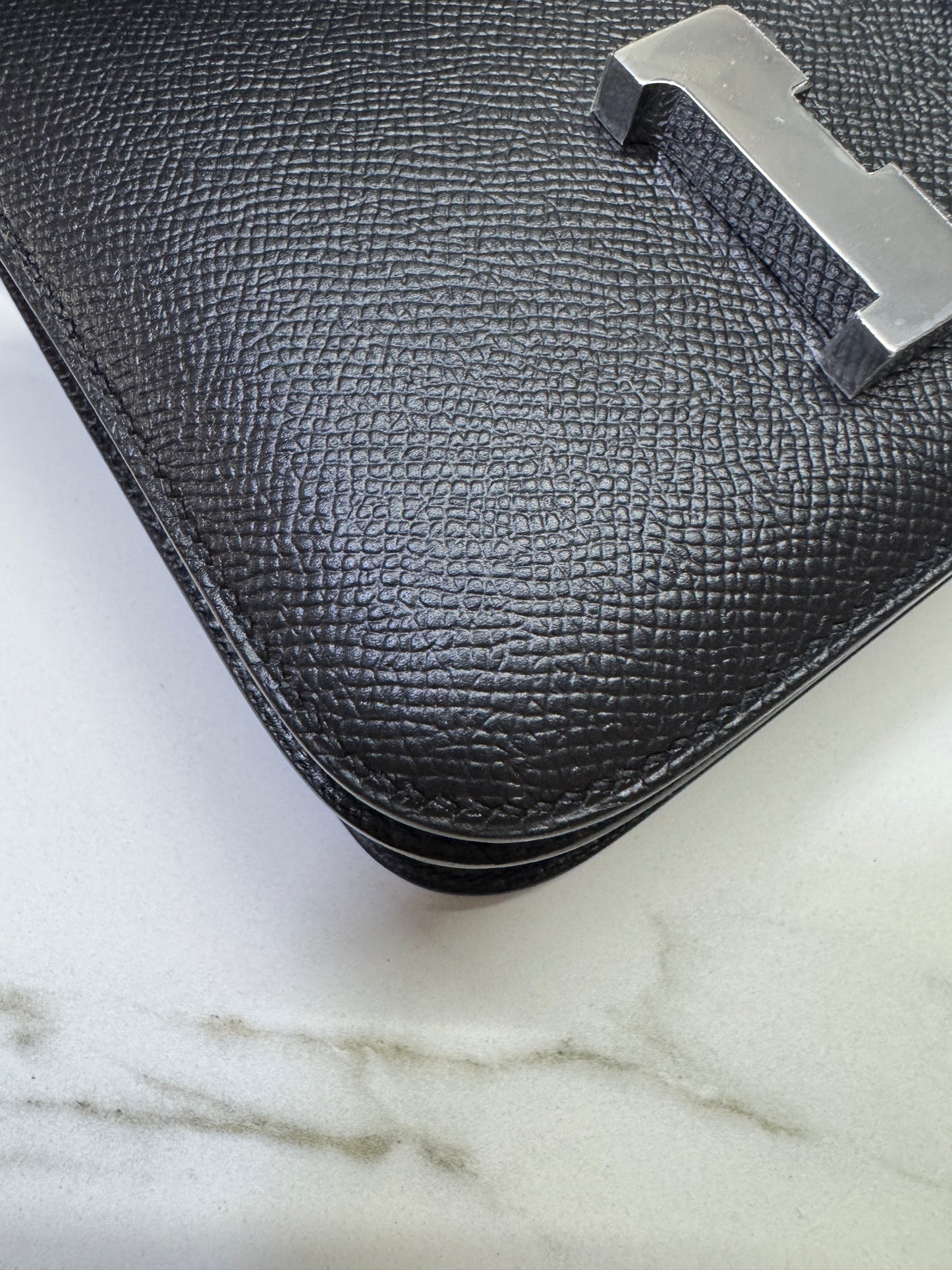 HERMES Mini Constance 新版 附鏡子 黑銀 Epsom PHW