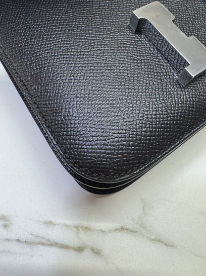 HERMES Mini Constance 新版 附鏡子 黑銀 Epsom PHW