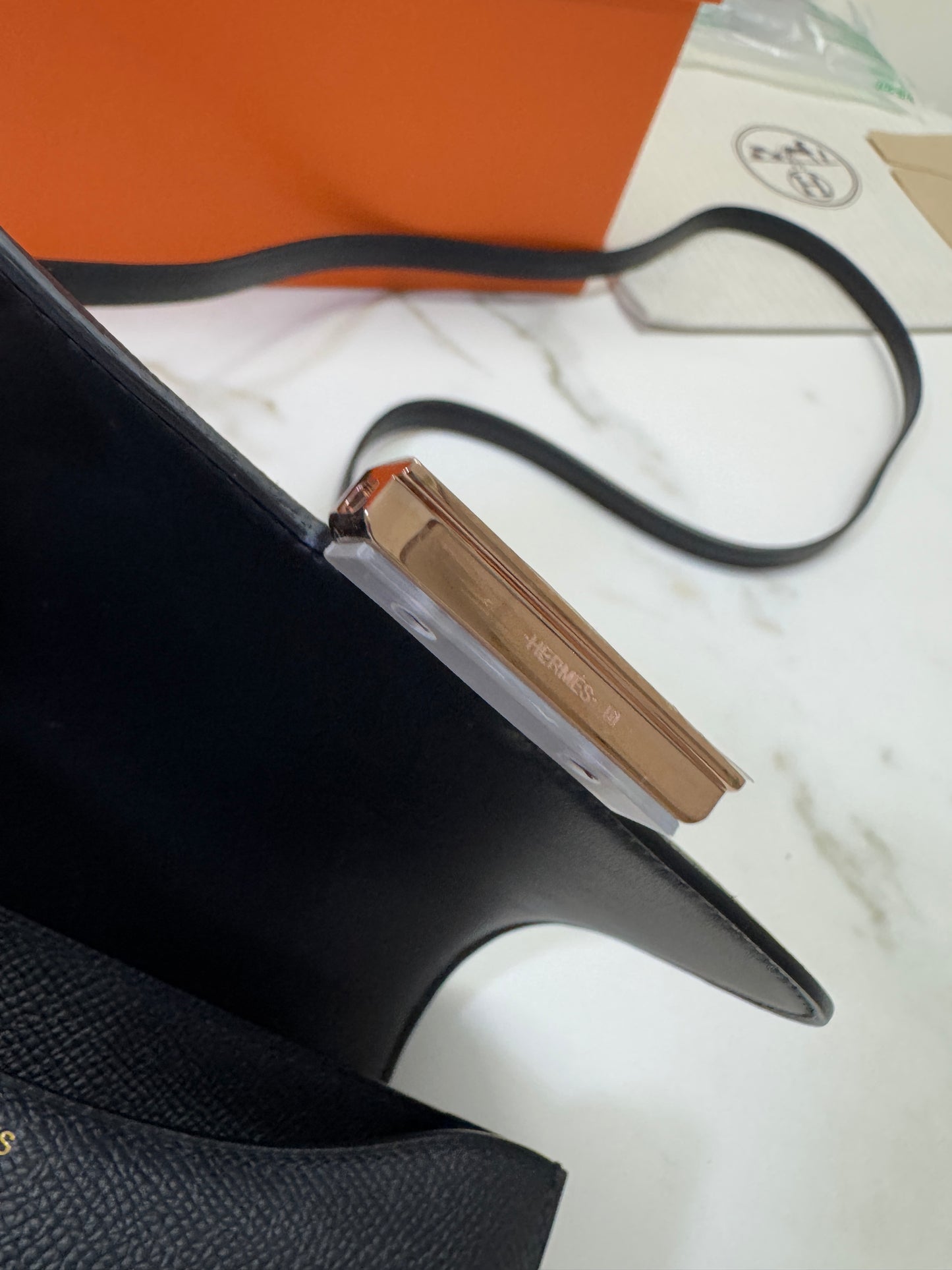 HERMES Mini Constance 黑色 玫瑰金扣 Epsom