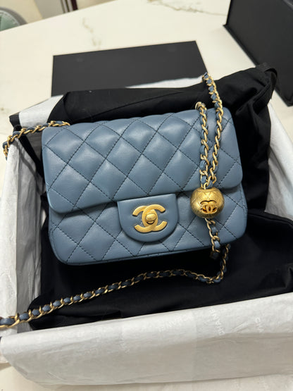 CHANEL 新金球方胖子 牛仔藍 Pearl Crush