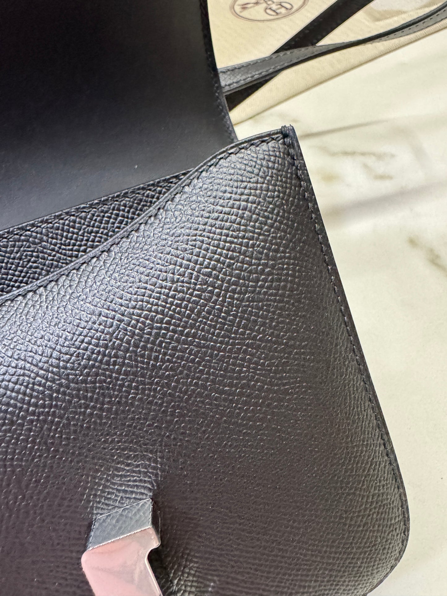 HERMES Mini Constance 新版 附鏡子 黑銀 Epsom PHW