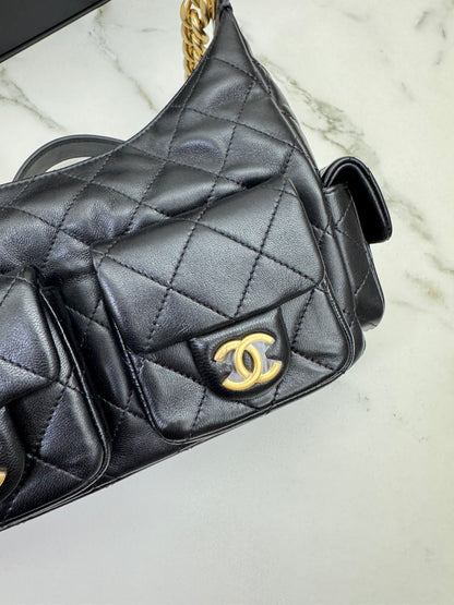 CHANEL 25C 多口袋Hobo 黑色