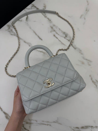 CHANEL Mini Cocohandle 霧霾藍/冰川藍 Cloud Blue