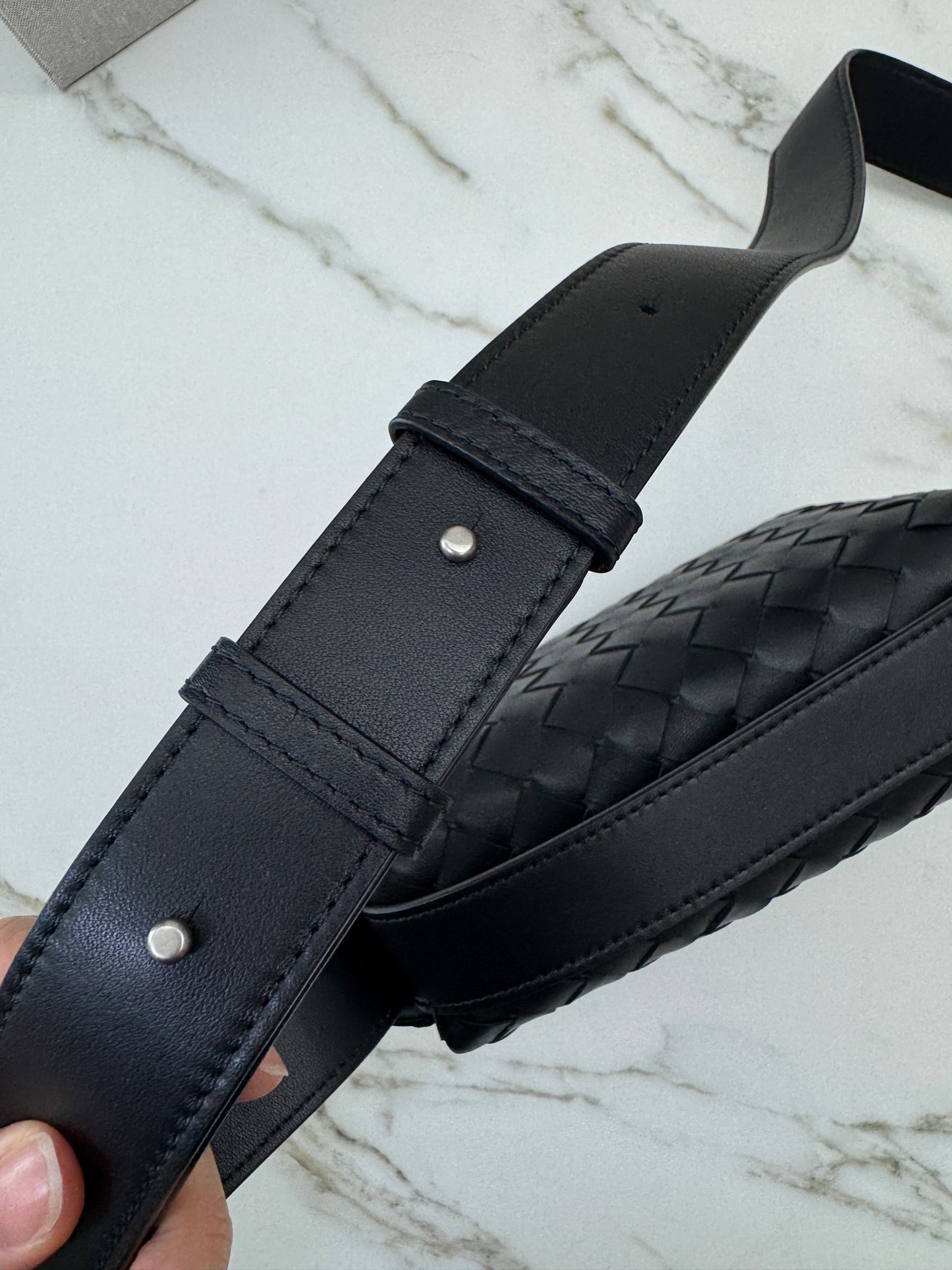 BV Intrecciato Mini Bag with Flap Black