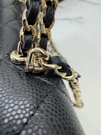 CHANEL 25S Kelly 橫版手機包 黑色