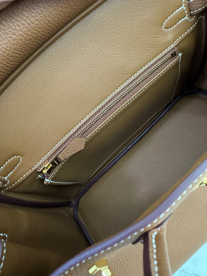 HERMES Birkin 25 金棕色金扣 Togo Gold GHW