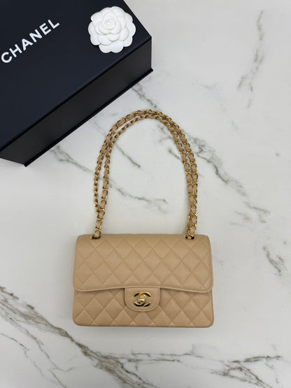 CHANEL CF23 Small 米杏色牛皮金扣 Beige Caviar Calfskin GHW
