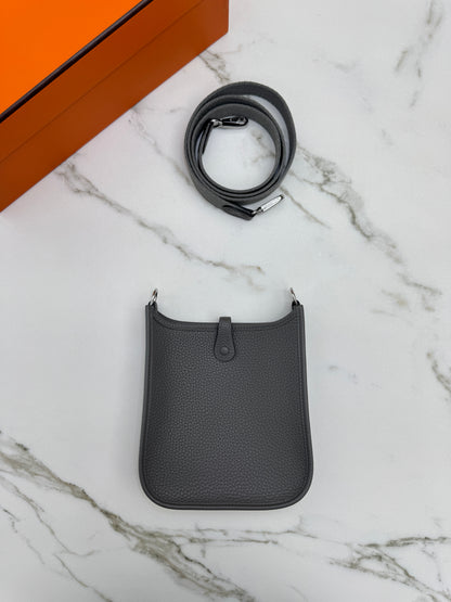 HERMES Mini Evelyne 積雨雲灰銀扣 Gris Meyer PHW