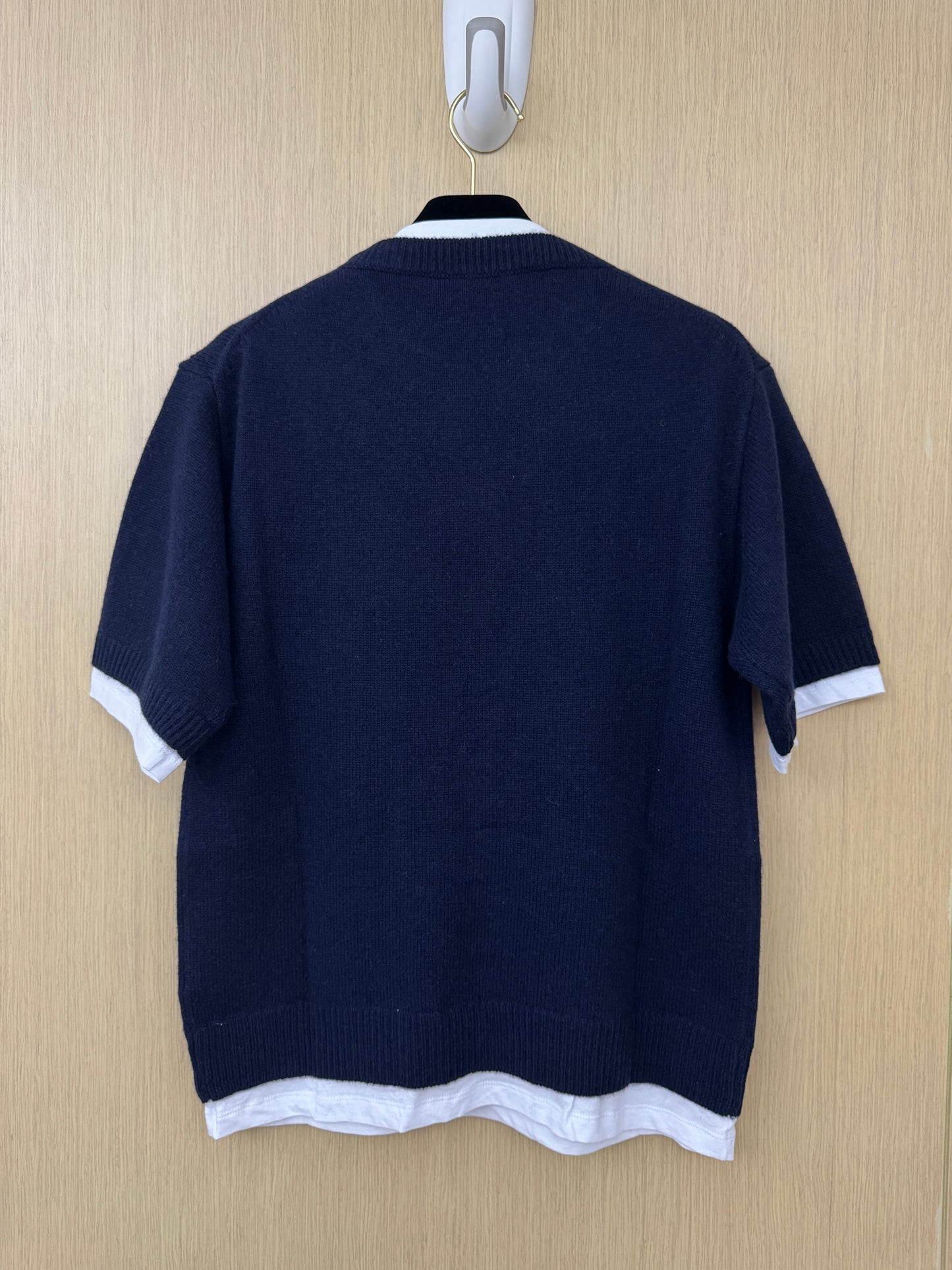 MIU MIU 假兩件羊絨針織衫