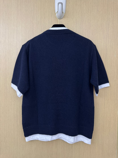 MIU MIU 假兩件羊絨針織衫